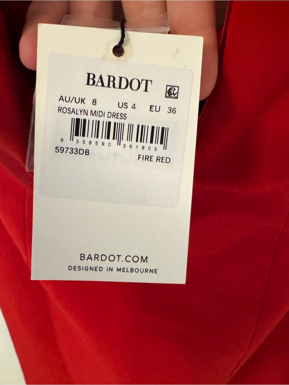 Bardot Red Strapless Midi Dress with Sculpted Flame Neckline in fire red - Picture 12 of 12